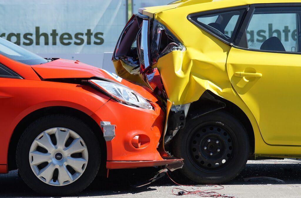 Rear-end car accident simulating whiplash injuries for whiplash claim payout cases in the UK.