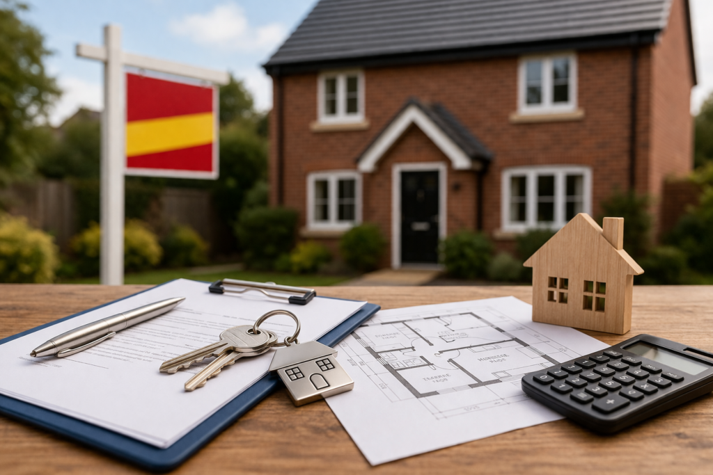 House sale with sold sign and keys representing property gazumping in UK housing market