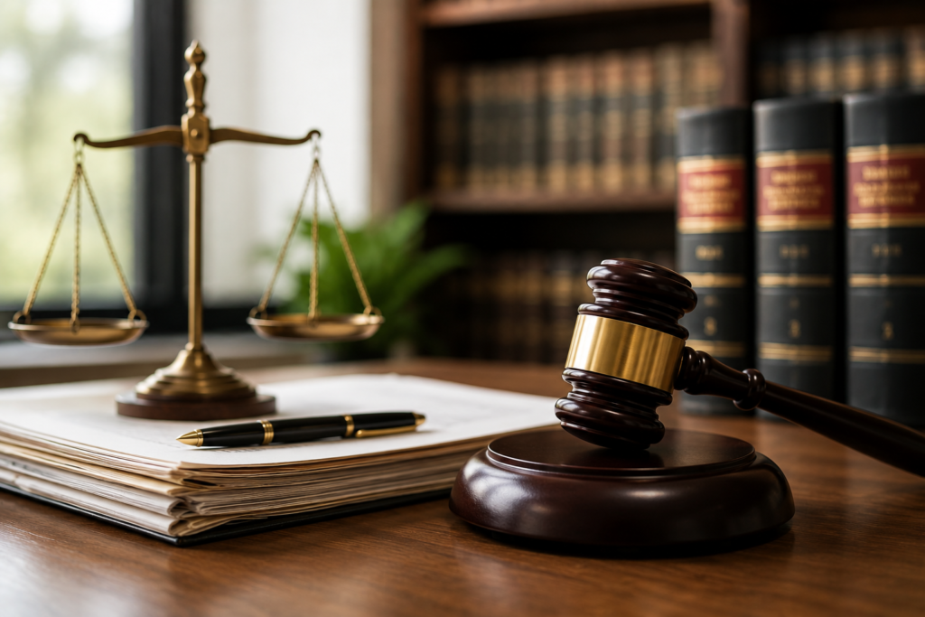 Legal gavel and scales representing Fairchild v Glenhaven 2002 and asbestos-related negligence claims.