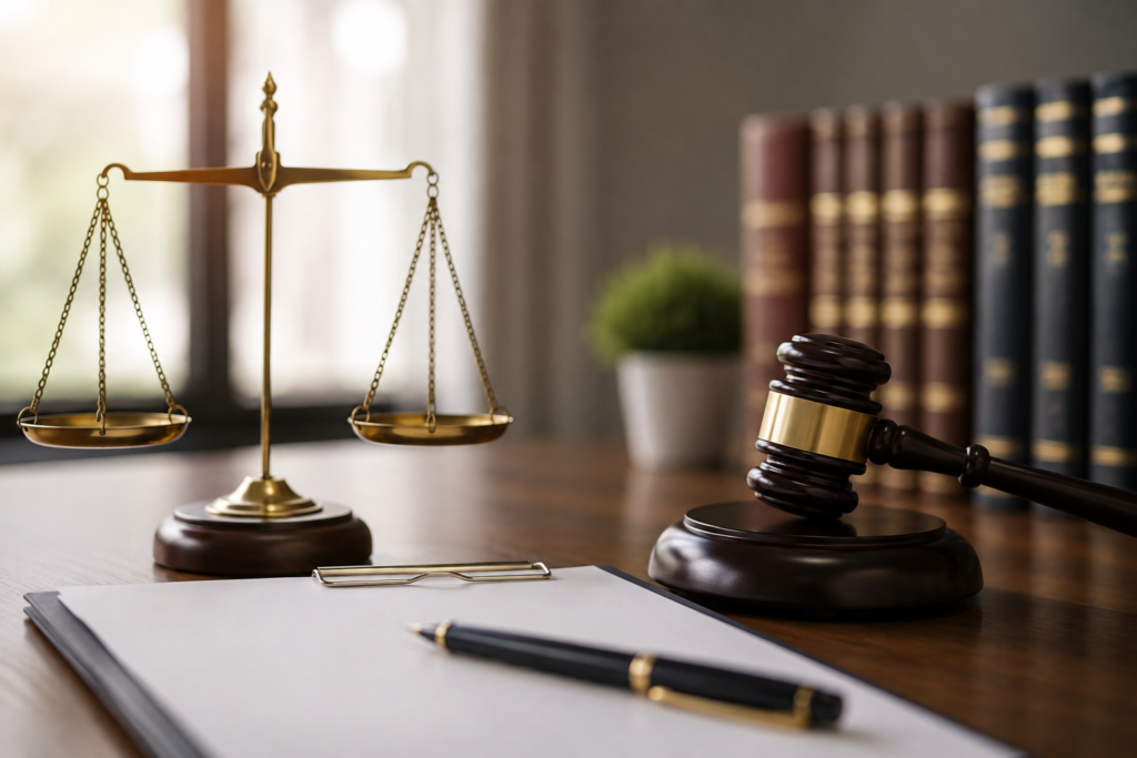 Legal scales and gavel representing Special vs General Damages in UK compensation claims.