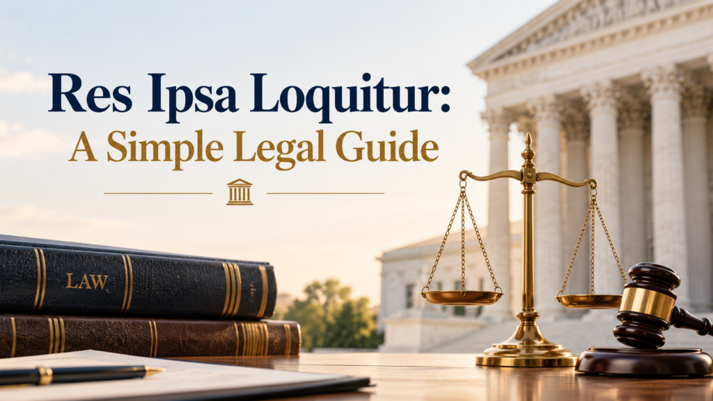 This image introduces Res Ipsa Loquitur, a legal principle used in negligence cases where the circumstances of an accident may themselves suggest negligence.